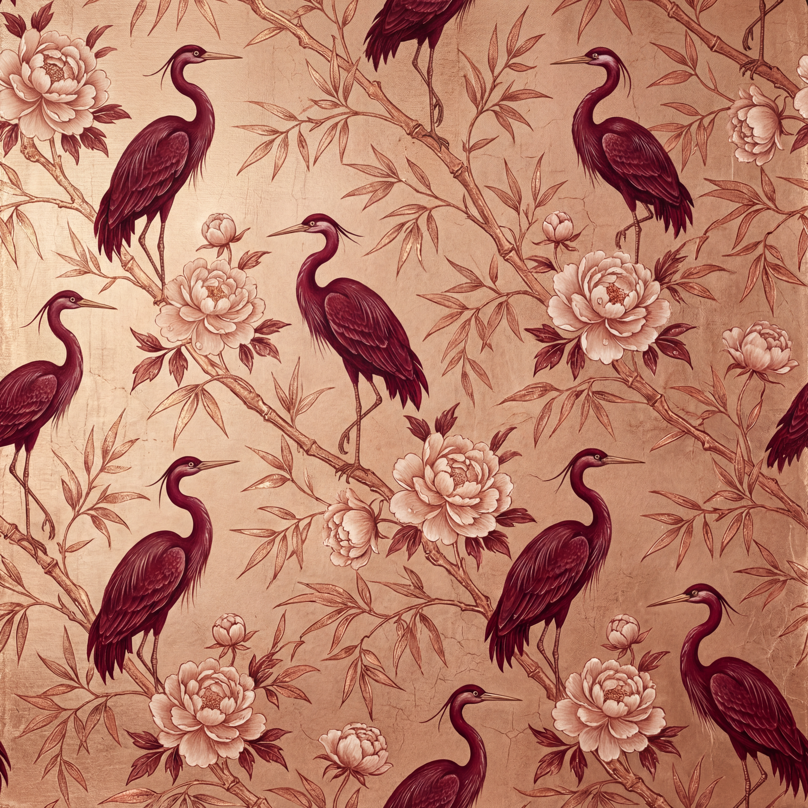 Burgundy & Rose Gold Colorway Floral Seamless Pattern – Luxury Digital Download