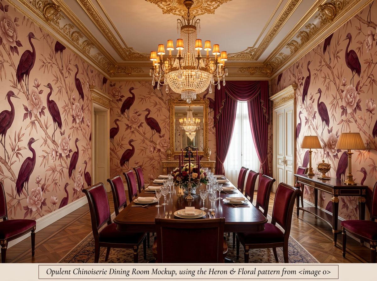 Burgundy & Rose Gold Colorway Floral Seamless Pattern – Luxury Digital Download - Image 2