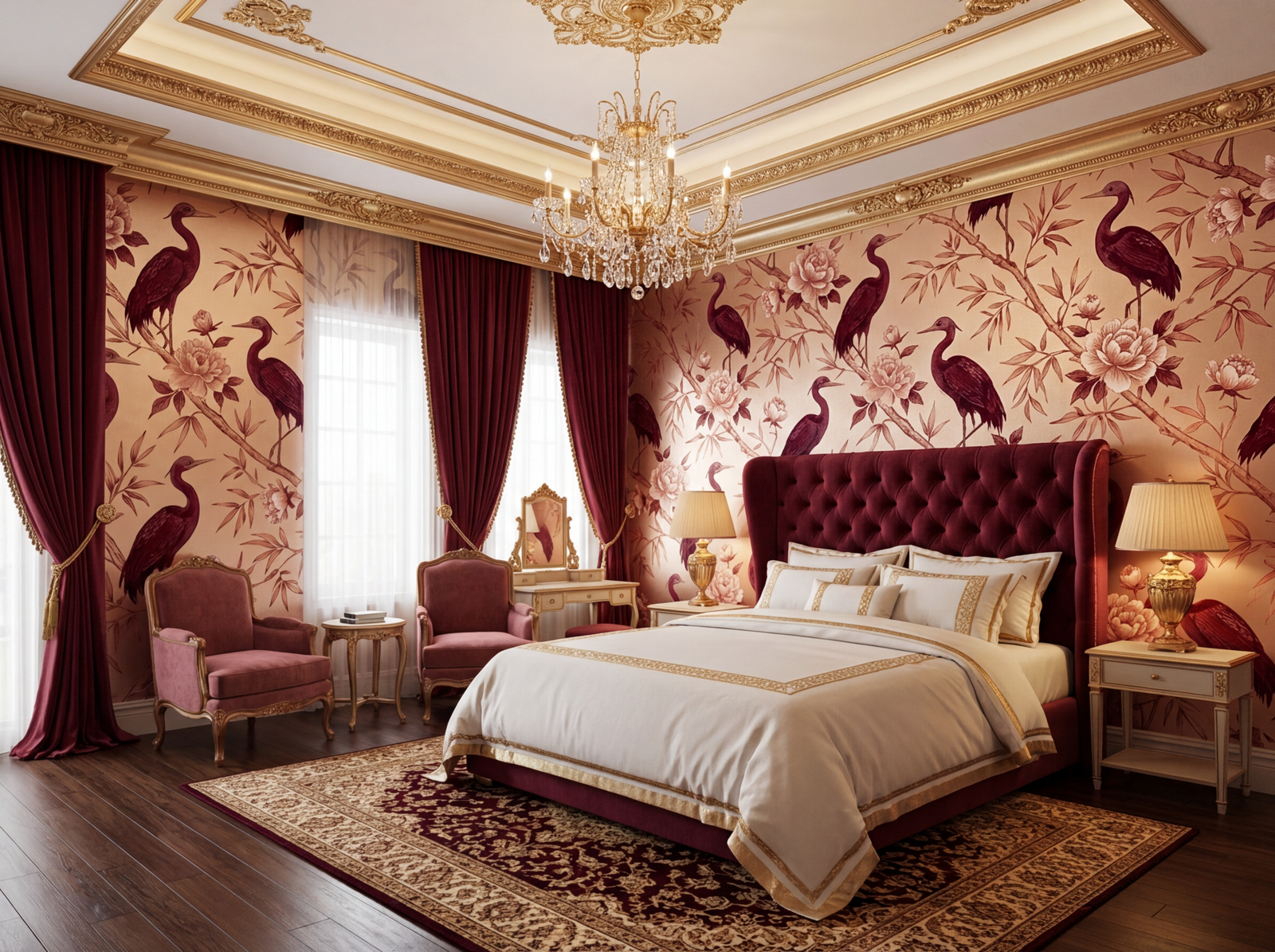 Burgundy & Rose Gold Colorway Floral Seamless Pattern – Luxury Digital Download - Image 3
