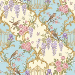 Romantic Rococo Chinoiserie Floral Seamless Pattern – Luxury Digital Download