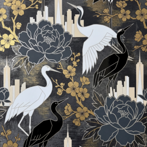 Metallic Accents Chinoiserie Floral Seamless Pattern – Luxury Digital Download